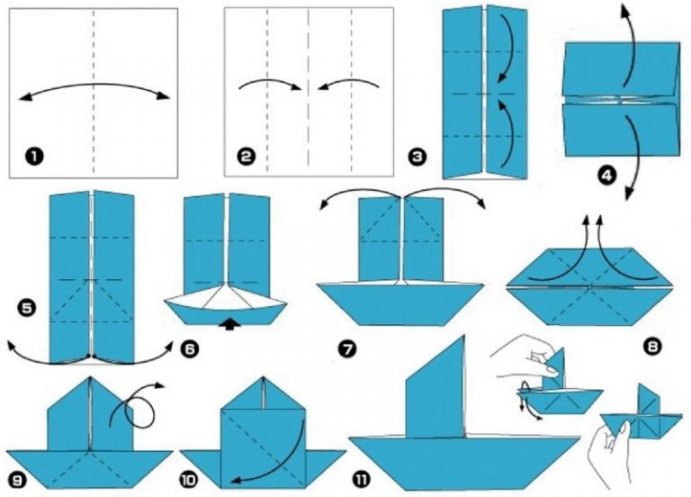 Лодка из бумаги схема